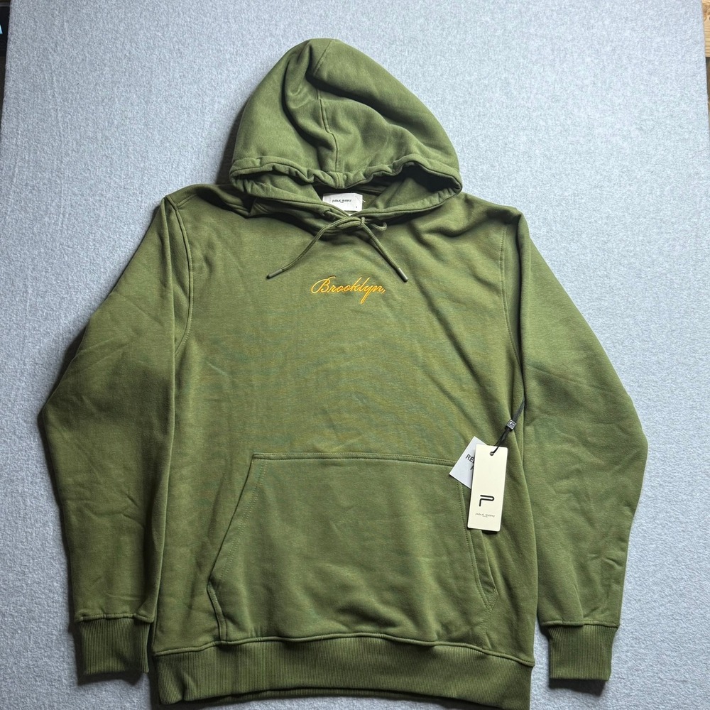 Public Supply NYC Hoodie Mens L Burnt Olive NWT Brooklyn Graphic Relaxed Fit